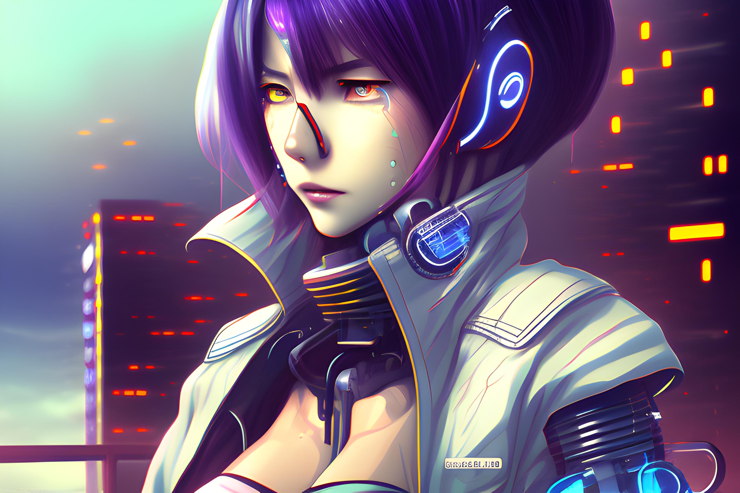 anime key visual of futuristic cyber warrior girl, on | Stable Diffusion